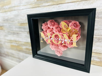 Paper flower Shadow box - Personalized Mother's Day Gift