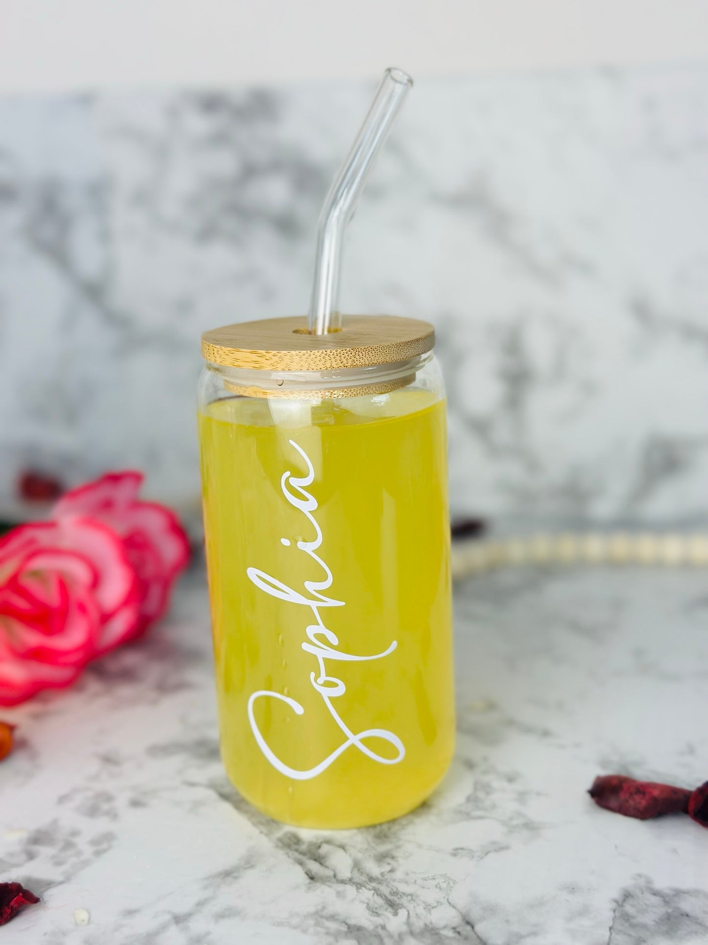 Custom Beer Can Glass with Lid and Straw, Personalized Iced Coffee Cup